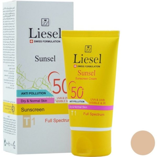 کرم ضد آفتاب رنگی روشن لایسل Light T1 پوست خشک و نرمال حجم 40