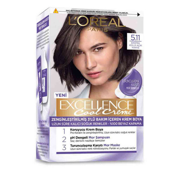 کیت رنگ مو لورال Excellence شماره 5.11
