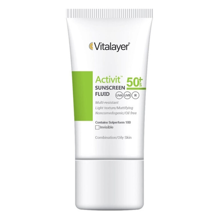 ضد آفتاب بی رنگ ویتالیر SPF50 پوست چرب حجم 50