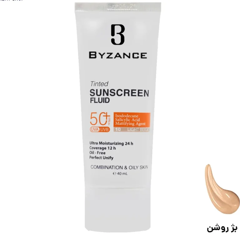 ضد آفتاب رنگی بیزانس پوست چرب رنگ بژ روشن شماره 10 حجم 40میل