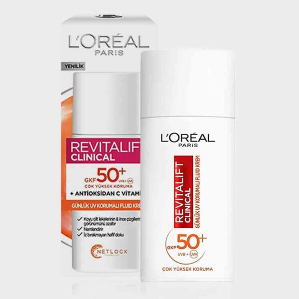 فلوئید ضد آفتاب بی رنگ ضدلک رویتالیفت لورال REVITALIFT حجم 50میل