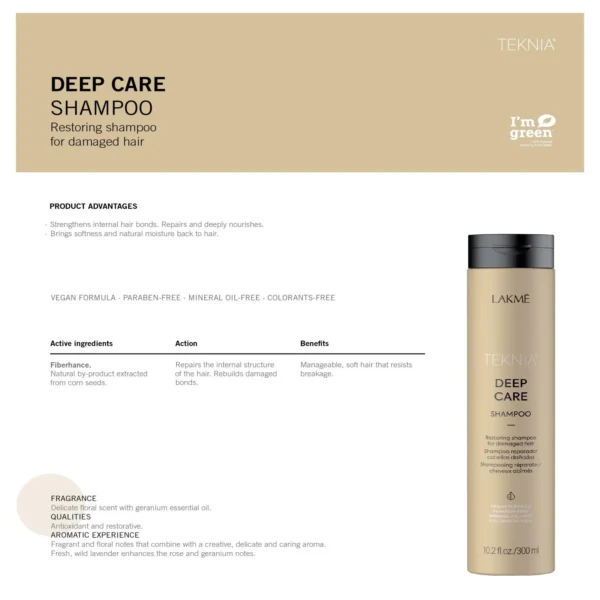 شامپو فاقد سولفات بازسازی کننده عمیق مو لاکمه  مدل Teknia Deep Care حجم 300میل