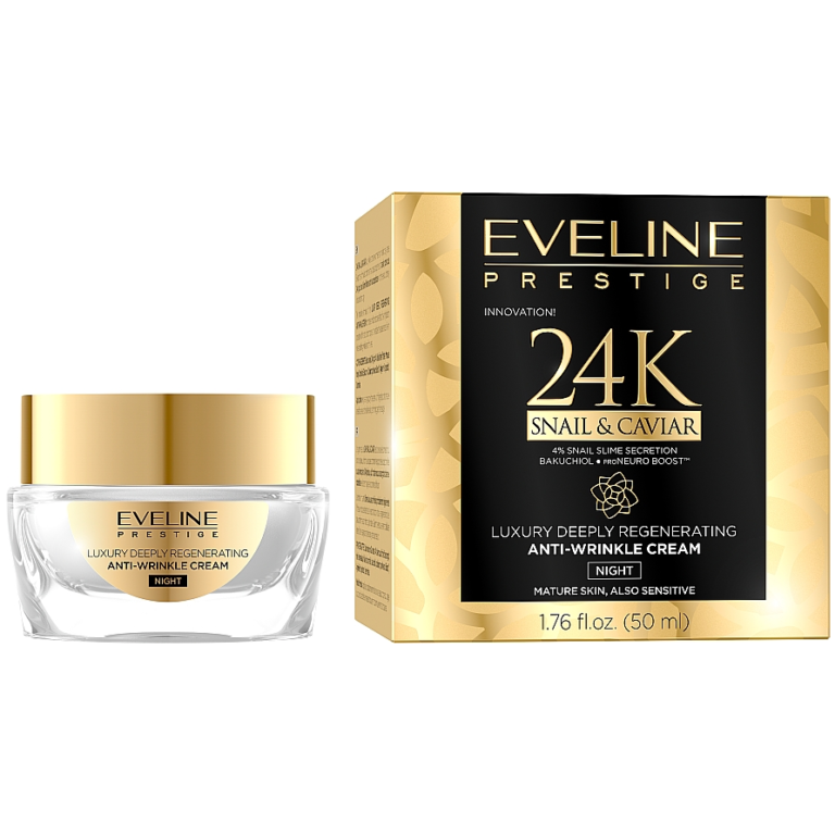 کرم ضد چروک قوی شب حلزون و خاویار اولاین مدل 24K حجم 50میل