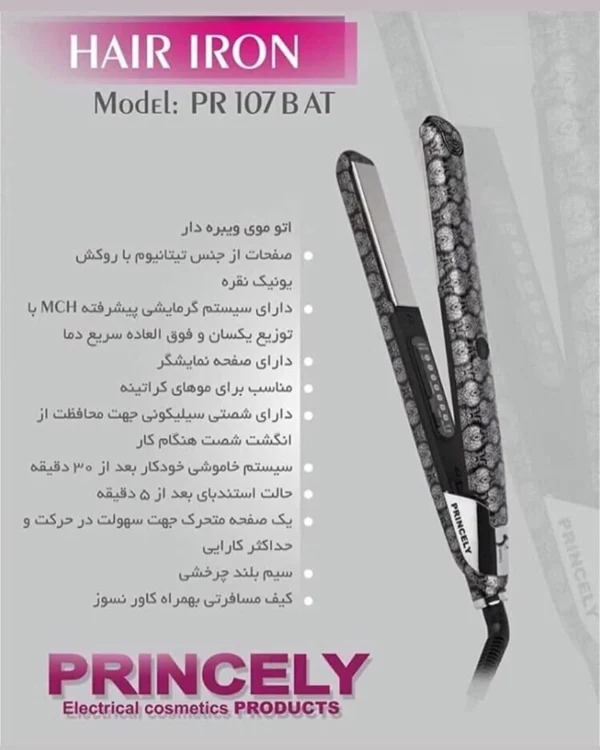 اتو مو سرامیکی ویبره دار پرنسلی PR107ATB