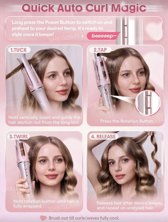 فر کننده مو شیگلم مدل Cupid's Charm One-Touch سایز 19 میلی متر