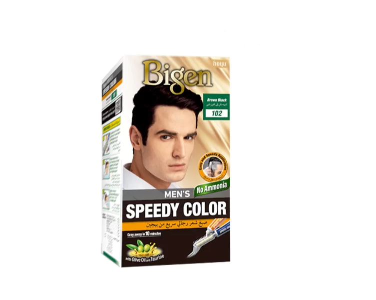 کیت رنگ مو مردانه بیگن سری Speedy Colour شماره 102 رنگ قهوه‌ای تیره 40میل