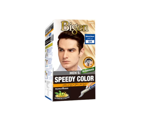 کیت رنگ مو مردانه بیگن سری Speedy Colour شماره 104 رنگ قهوه‌ای طبیعی 40میل