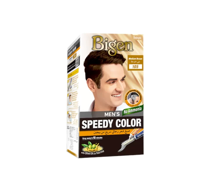 کیت رنگ مو مردانه بیگن سری Speedy Colour شماره 105 رنگ قهوه‌ای متوسط 40میل