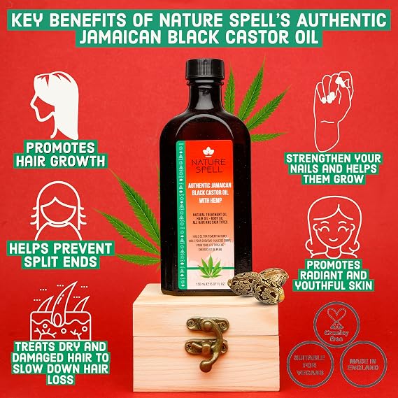روغن مو و پوست سر نیچر اسپِل مدل Jamaican Black Castor and Hemp Oil Blend حجم 150 میل