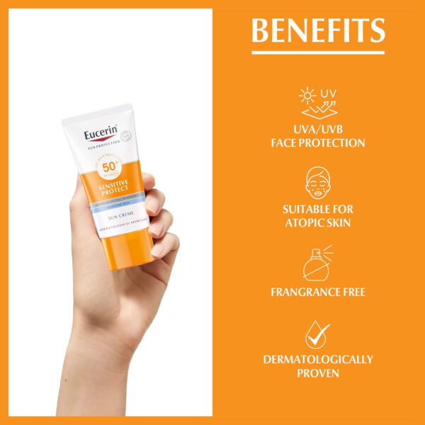 کرم ضد آفتاب اوسرین Sensitive Protect SPF50+ مخصوص پوست حساس 50 میل