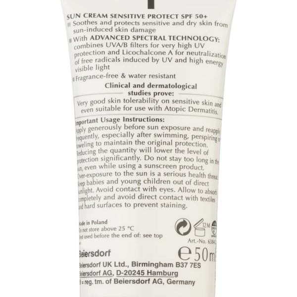 کرم ضد آفتاب اوسرین Sensitive Protect SPF50+ مخصوص پوست حساس 50 میل