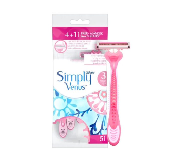 خودتراش ژیلت ونوس 3 تیغ مدل Simply Venus بسته 5 عددی