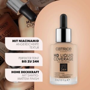 کرم پودر کاتریس Light Beige سری HD مدل Liquid Coverage شماره 10 حجم 30میل