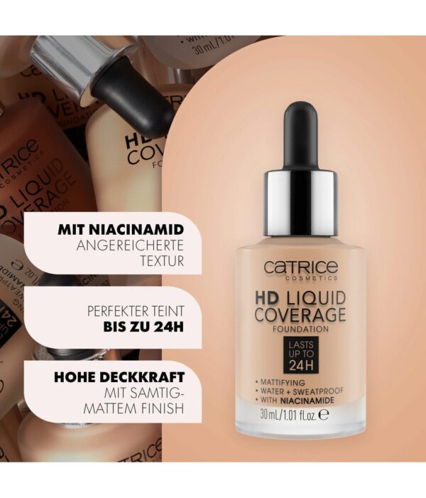 کرم پودر کاتریس Light Beige سری HD مدل Liquid Coverage شماره 10 حجم 30میل
