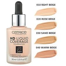 کرم پودر کاتریس Light Beige سری HD مدل Liquid Coverage شماره 10 حجم 30میل