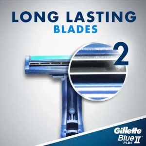 خود تراش دو لبه صابون‌دار ژیلت Blue II Plus بسته 6 عددی