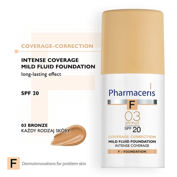 کرم‌پودر 03 BRONZE فارماسریز اینتنس با پوشش قوی و spf20 حجم 30میل