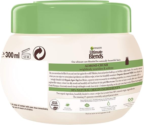 ماسک مو ماستی گارنیه مدل Ultimate Blends با عصاره شیر بادام 300 میل