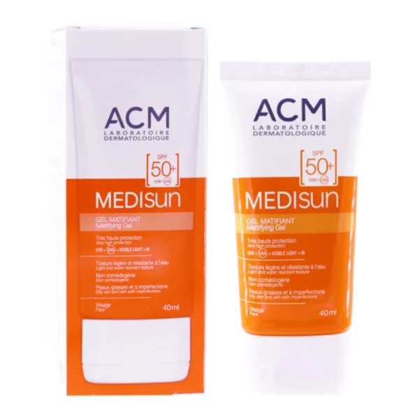 ژل ضد‌آفتاب مدیسان ای‌سی‌ام SPF50 مدل Medisun بی رنگ حجم 40میل