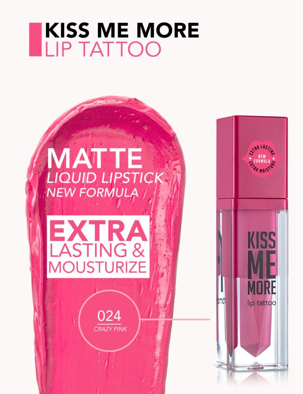 رژ لب مایع مات و بادوام فلورمار Kiss Me More شماره 024 رنگ Crazy Pink