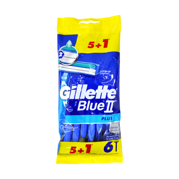 خود تراش دو لبه صابون‌دار ژیلت Blue II Plus بسته 6 عددی