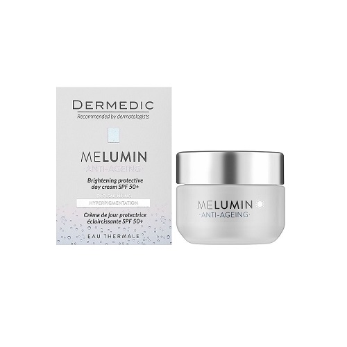 کرم روز روشن کننده و ضد لک درمدیک مدل Melumin SPF50+ حجم 50 میل
