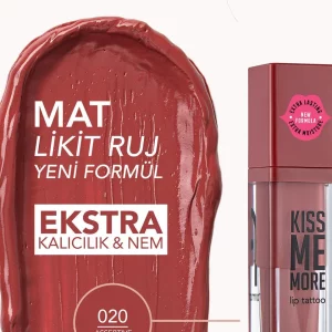 رژ لب مایع مات فلورمار Flormar مدل Kiss Me More شماره 020 رنگ Assertive