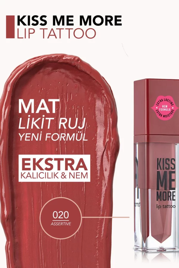 رژ لب مایع مات فلورمار Flormar مدل Kiss Me More شماره 020 رنگ Assertive