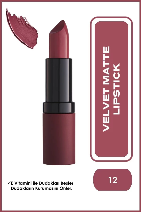 رژلب گلدن رز مدل Velvet شماره 12