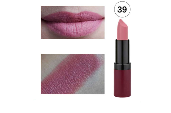 رژ لب جامد مات و مخملی گلدن رز مدل GR Velvet Matte Lipstick شماره 39
