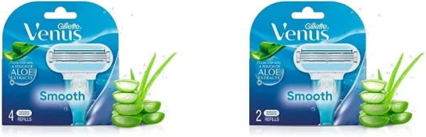 سری یدک ژیلت زنانه ونوس Smooth Sensitive با عصاره آلوئه‌ورا 4 عددی 