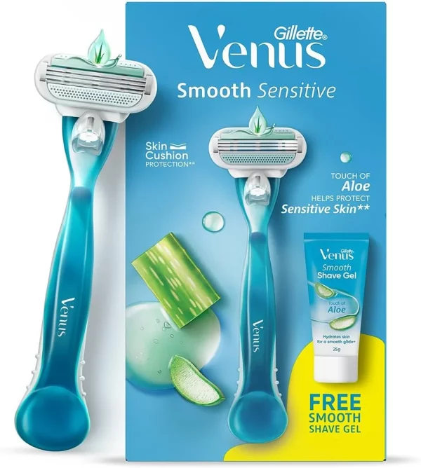 سری یدک ژیلت زنانه ونوس Smooth Sensitive با عصاره آلوئه‌ورا 4 عددی 