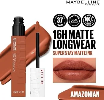 رژلب مایع 70 Amazonian میبلین سوپر استی مات اینک حجم 5 میلی‌لیتر 