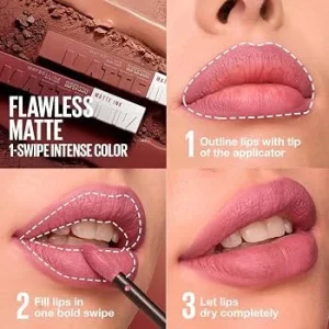 رژلب‌مایع 65 Seductress میبلین سوپر استی مات اینک حجم 5 میلی‌لیتر 