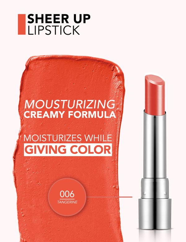 رژ لب جامد فلورمار مدل SHEER UP رنگ TANGERINE شماره 006