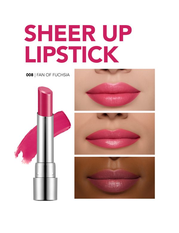 رژ لب جامد فلورمار مدل SHEER UP رنگ FAN OF FUCHSIA شماره 008