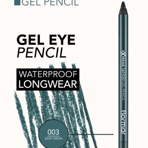 مداد چشم ژله ای ضد آب فلورمار Flormar مدل Extreme tattoo Gel Pencil شماره 03 رنگ Deep Green