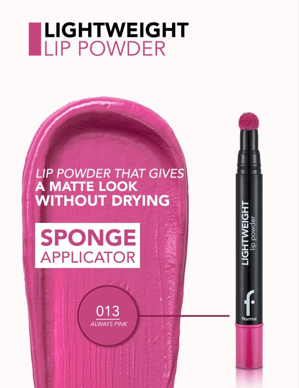رژ لب مات و مخملی کوشنی فلورمار Flormar مدل Lip Powder رنگ Always Pink شماره 13