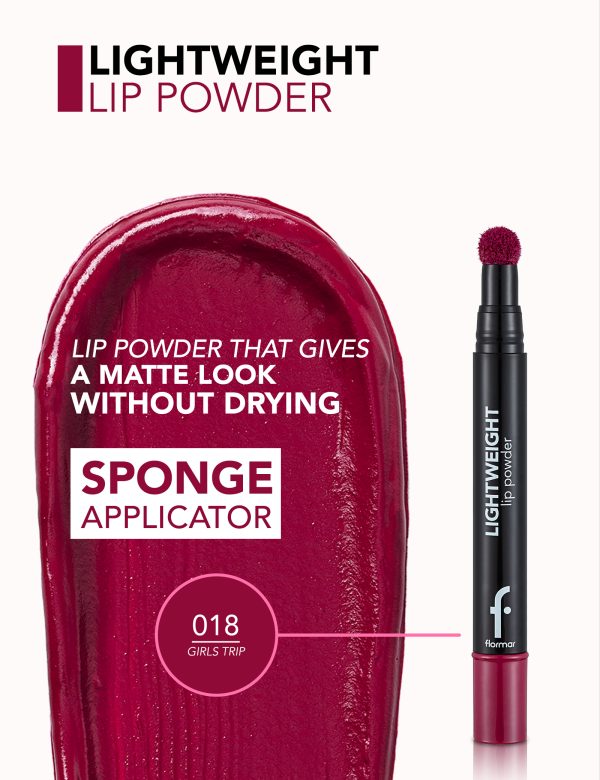 رژ لب پد دار فلورمار مدل LIP POWDER شماره 18 رنگ GIRLS TRIP