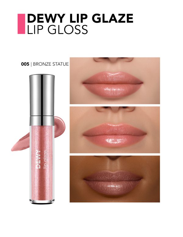 برق لب مرطوب‌کننده و براق‌کننده فلورمار مدل Dewy Lip Glaze کد 005 رنگ Bronze Statue