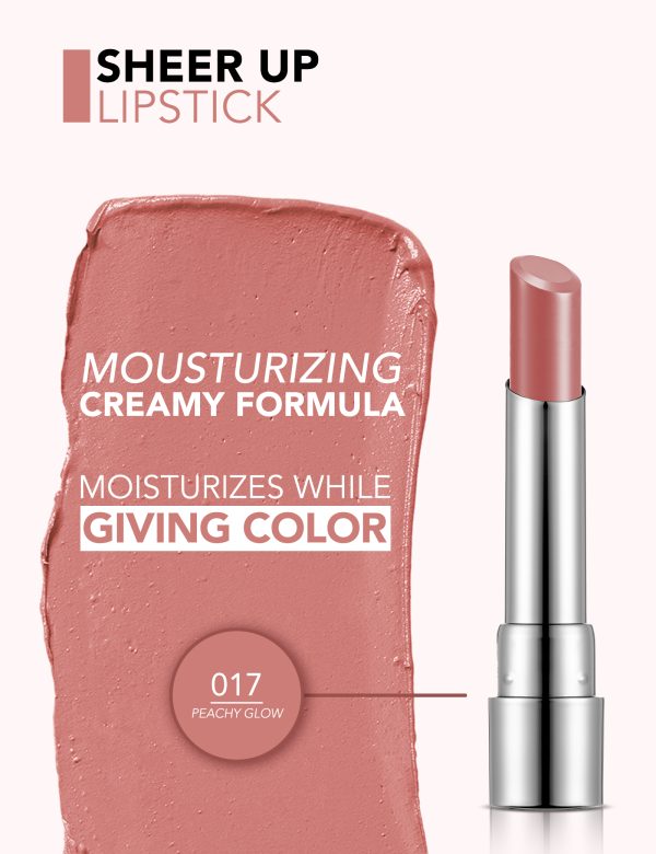رژ لب جامد فلورمار مدل SHEER UP رنگ PEACHY GLOW شماره 017