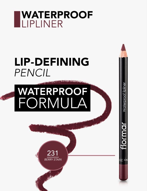 مداد لب ضد آب فلورمار Flormar مدل Waterproof Lipliner شماره 231 رنگ Berry Stain