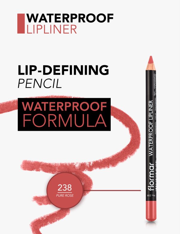 مداد لب ضد آب فلورمار Flormar مدل Waterproof Lipliner شماره 238 رنگ Pure Rose