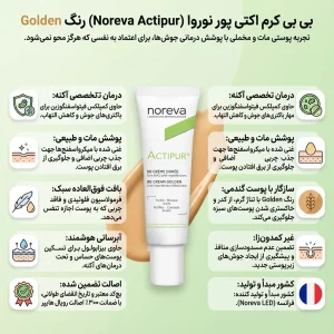 ب ب کرم ضد جوش نوروا اکتیپور پوست چرب رنگ طلایی 30میل