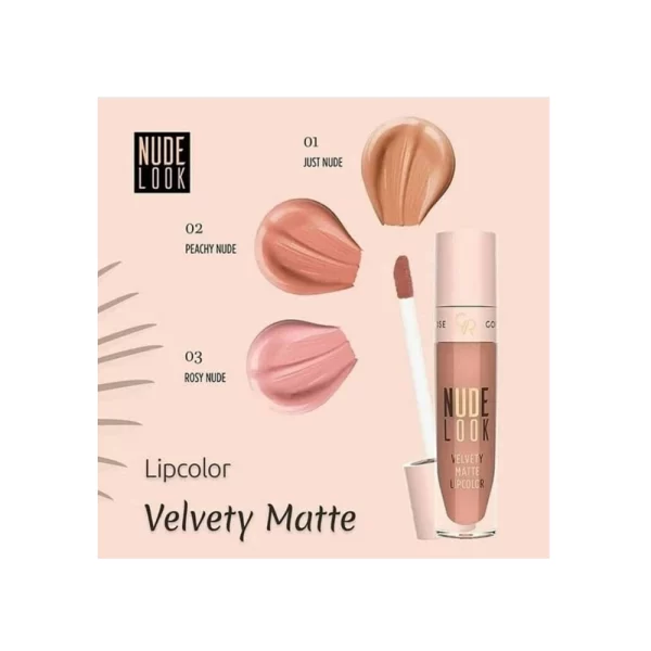 رژ لب مایع و مات گلدن رز سری Nude Look شماره 2 رنگ Peachy Nude
