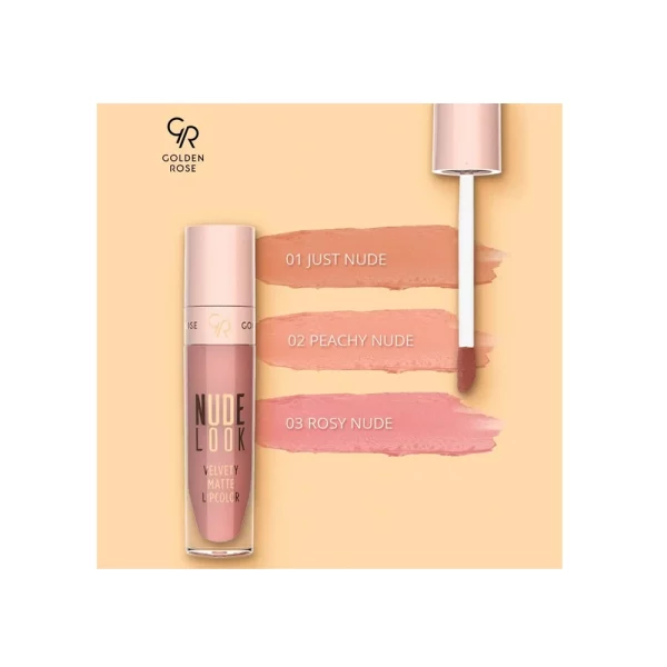 رژ لب مایع و مات گلدن رز سری Nude Look شماره 2 رنگ Peachy Nude
