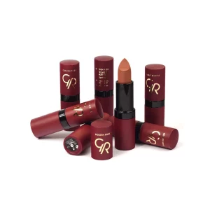 رژ لب جامد مات گلدن رز مدل VELVET شماره 10 رنگ کالباسی روشن