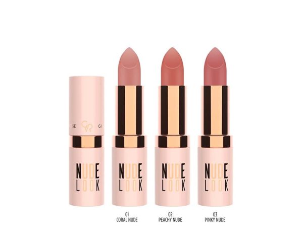 رژ لب جامد و مات گلدن رز Golden Rose سری Nude Look شماره 2 رنگ Peachy Nude