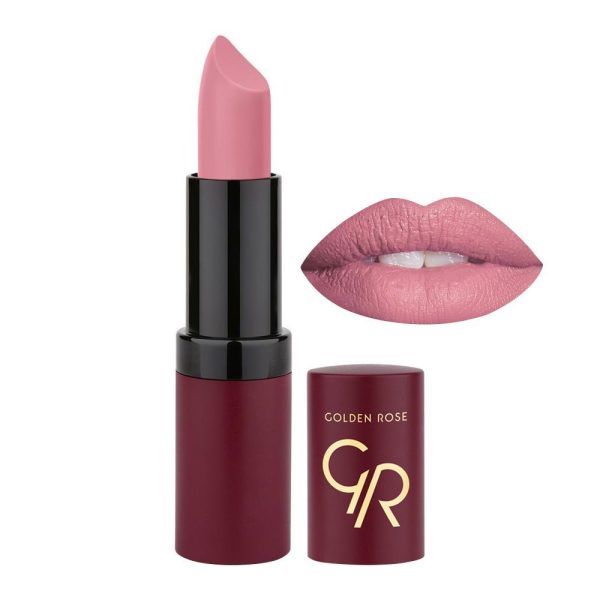 رژ لب جامد مات و مخملی گلدن رز مدل GR Velvet Matte Lipstick شماره 7