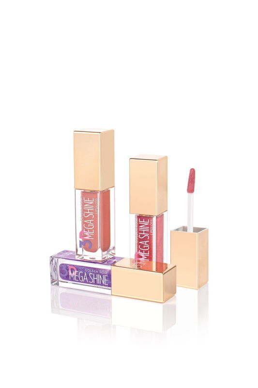 برق لب گلدن رز مدل 3D Mega Shine شماره 122 رنگ یاسی شاین